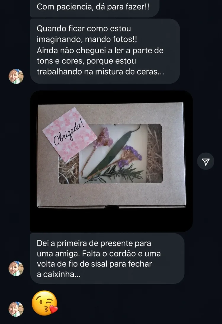 Placa aromática preparada como presente para uma amiga